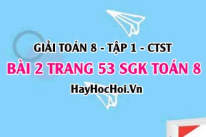 Giải bài 2 trang 53 Toán 8 Tập 1 SGK Chân trời sáng tạo